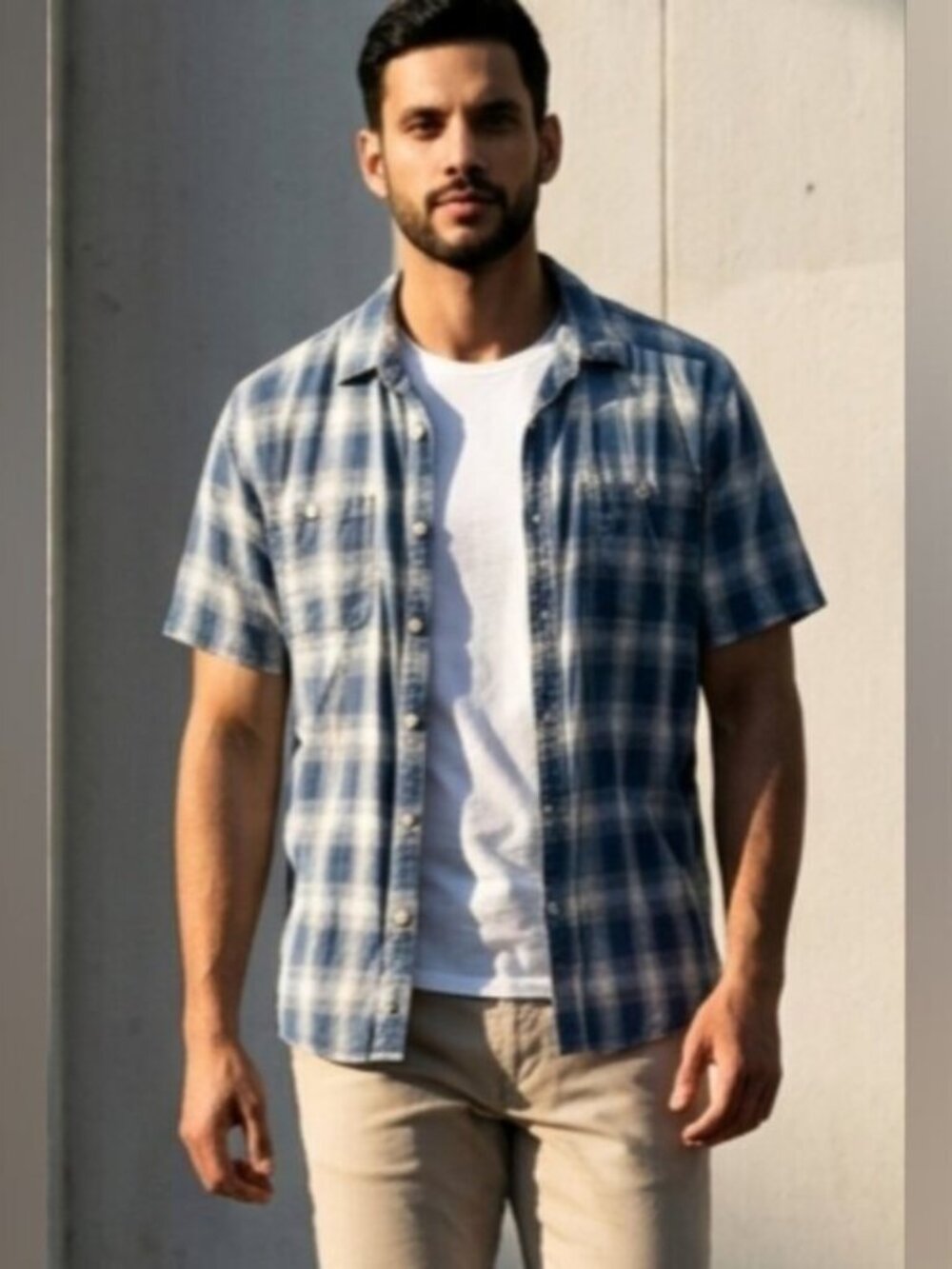 Lucky Brand Men's 2XL Short Sleeve Plaid Collared Button Up Barn Work Wear Shirt